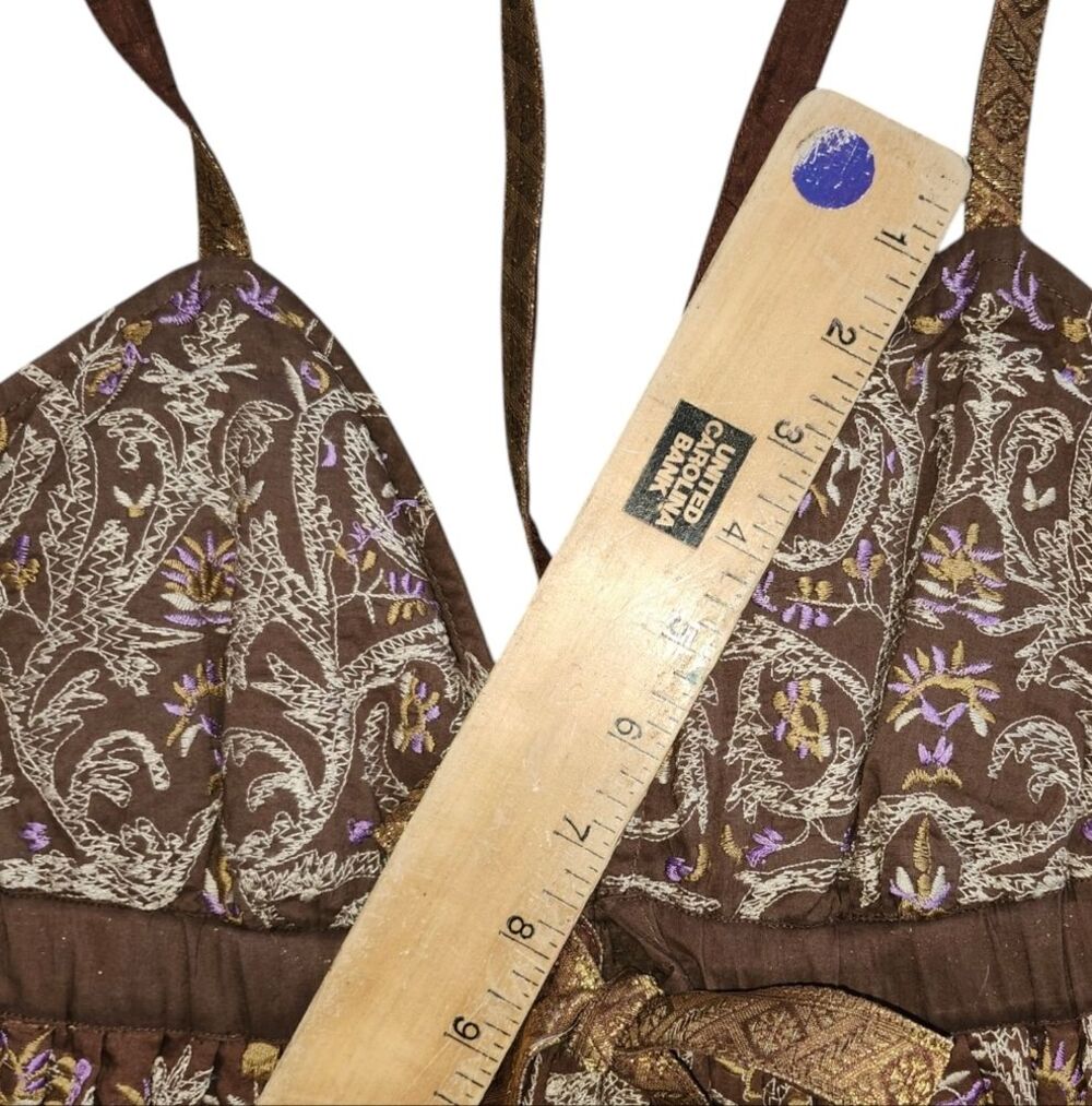 Plenty by Tracy Reese Brown Silk Lined Embroidered Babydoll Mini Dress. Sz. 4 - Picture 10 of 10